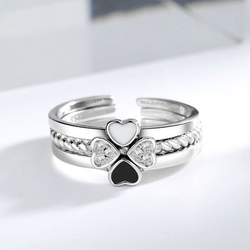 R527 - Four-leaf clover three-in-one ring